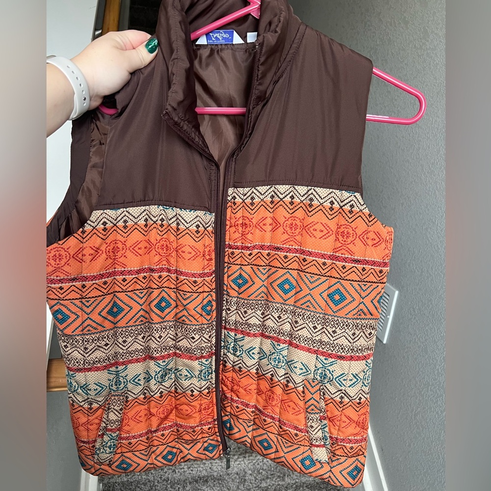 Tribal print puffer vest!